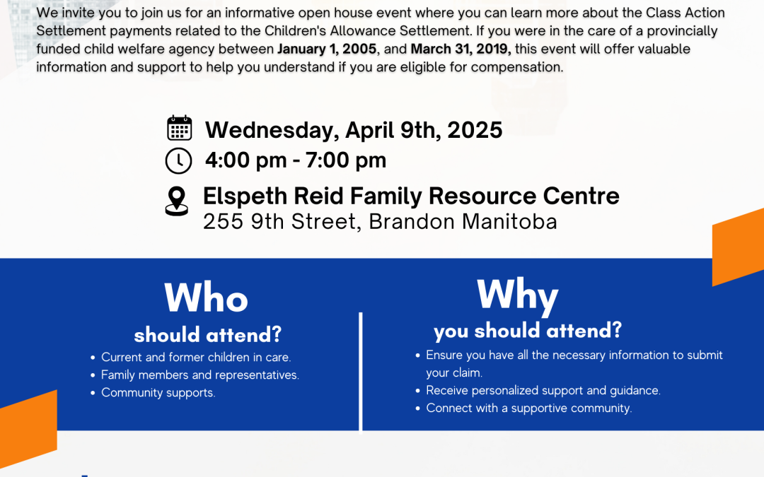 Open House on CSA Settlement hosted by CFS of Western Manitoba